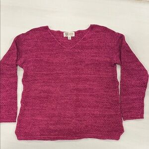 Parkhurst Women's Fuchsia V-Neck Knit Sweater